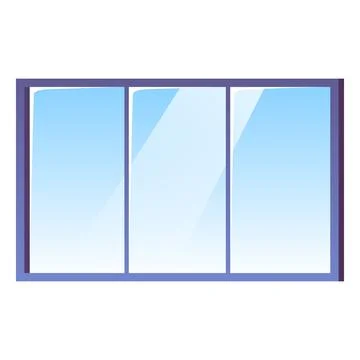 Window design flat vector icon, gray frame with clean glass, view scape of clear Stock Illustration