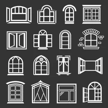 Window design icons set grey Ilustración de archivo