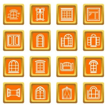 Window design icons set orange square vector Ilustración de archivo