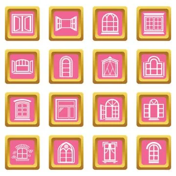 Window design icons set pink square vector Ilustración de archivo