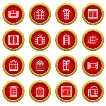 Window design icons set, simple style Ilustración de archivo