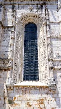 Window details of jeronimos Stock Photos