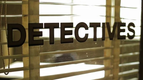 Window of a detectives office. Stock Footage