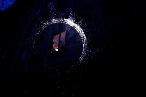 Window with Digital Light Burst in Metaverse Stock-Illustration