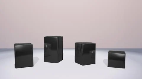 Window display black cube stand Stock Illustration