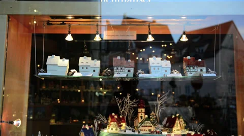Window display of the handmade gift shop Stock Footage 32281820