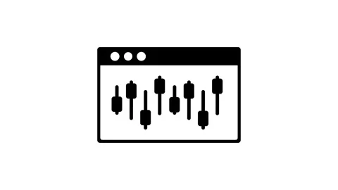 Window displaying a candlestick chart animation isolated on white background Stock Footage 340746614