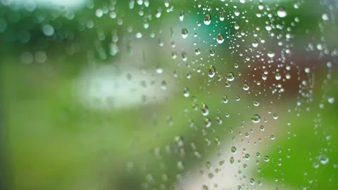 Window in drops after rain close-up Stock Footage 252205836