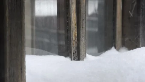 Window during snowfall Stock Footage 276996211