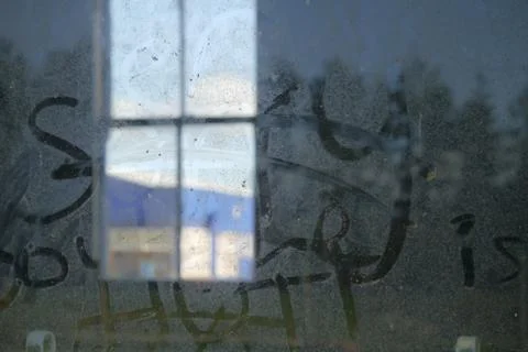 Window dust writing Stock Photos
