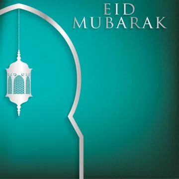 Window "Eid Mubarak" (Blessed Eid) card in vector format. Stock Illustration