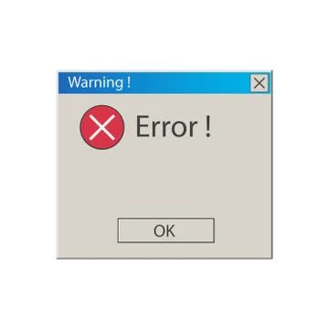 Window error.Operational Message .Classic computer window. Stock Illustration