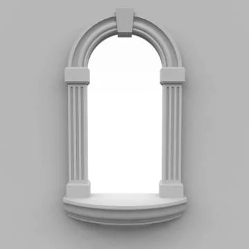 Window, executed in classic style, with a kind on a white background Illustrazione stock