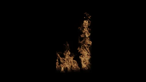 A window fire. flames on black background in slow motion Stock Footage 285547401