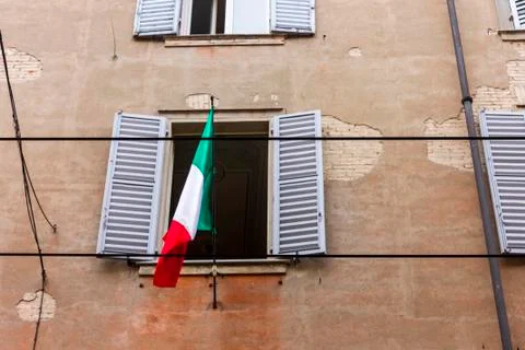 Window with a flag of Italy Stock Photos