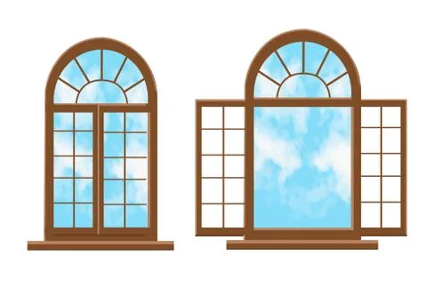 Window in the flat style Vector flat windows with landscape Stock Illustration