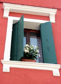 Window with flowers Stock Photos