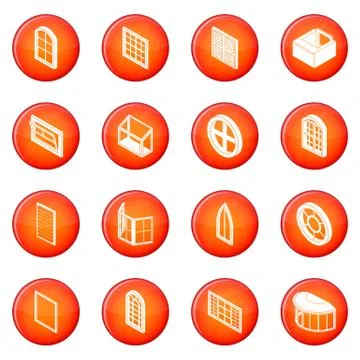 Window forms icons set red Ilustración de archivo