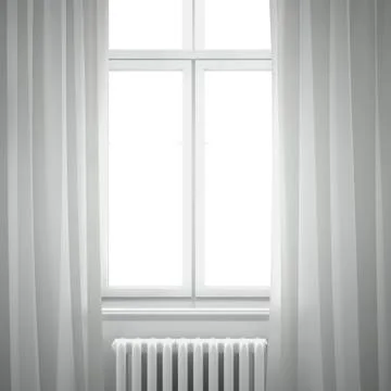 Window frame with curtain Stock-Illustration