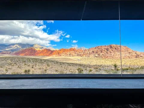 Window frame of desert landscape Stock Photos