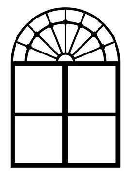 Window frame in elegant style with arch. Silhouette vector black Illustrazione stock