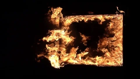 The window frame in the fire Stock Footage 74348865