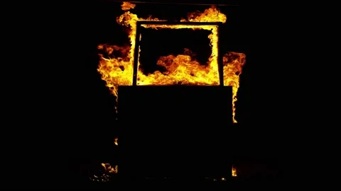 The window frame in the fire. Real windo... | Stock Video | Pond5