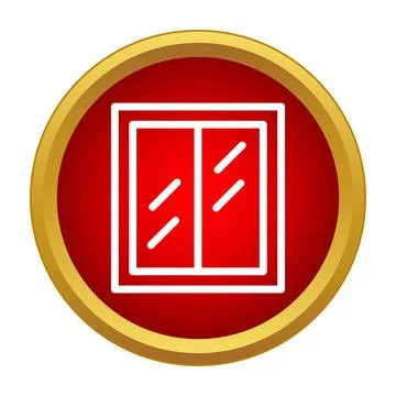 Window frame with glass in red circle icon Illustrazione stock