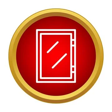 Window frame icon inside red gold circle Stock Illustration