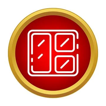 Window frame icon on a red button Illustrazione stock