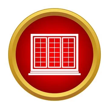 Window frame icon in red circle button Stock Illustration