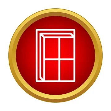 Window frame icon on red circle button Illustrazione stock