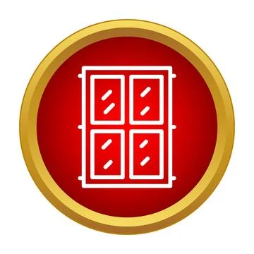 Window frame icon on a red circle button Illustrazione stock