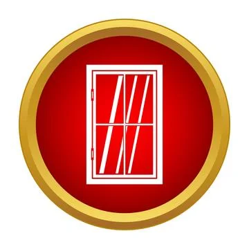 Window frame icon on a red gold circle Stock Illustration