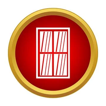 Window frame icon on a red gold circle イラスト素材