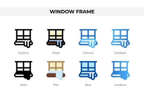 Window frame icons in different style. Window frame icons set. Holiday symb.. Stock Illustration