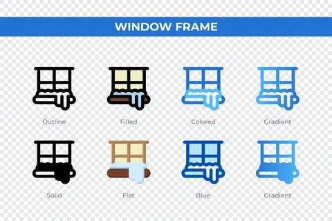 Window frame icons in different style. Window frame icons set. Holiday symb.. Stock Illustration