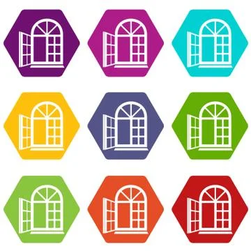 Window frame icons set 9 Ilustración de archivo