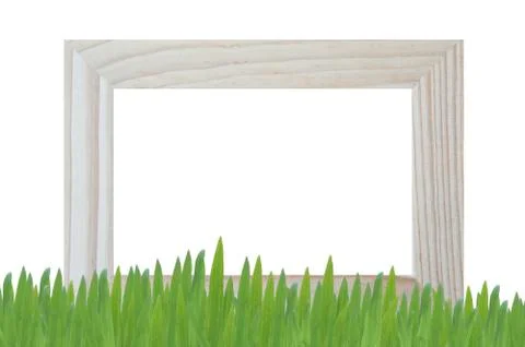 Window frame isolated on white background with grass Stock Illustration