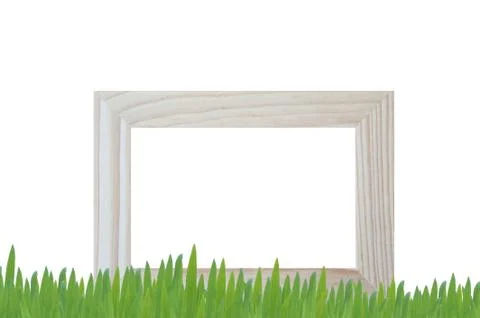 Window frame isolated on white background with grass Stock Illustration