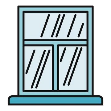 Window frame with light blue glass details Ilustración de archivo