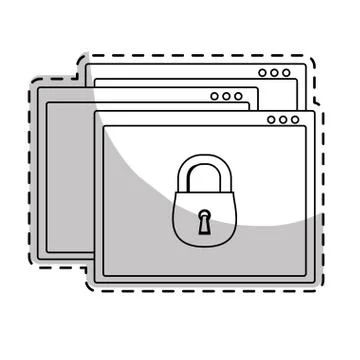 Window frame with padlock icon Illustrazione stock