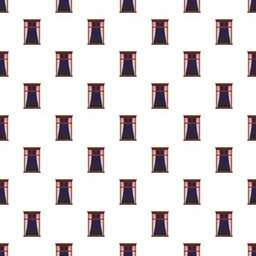 Window frame pattern with curtains and dark interior Illustrazione stock