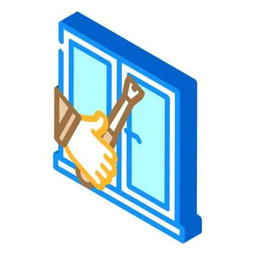 Window frame repair isometric icon vector illustration Stock Illustration