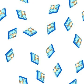 Window frame repair isometric icon seamless pattern Stock Illustration