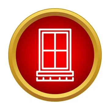 Window frame with sill outline in red circle 스톡 일러스트