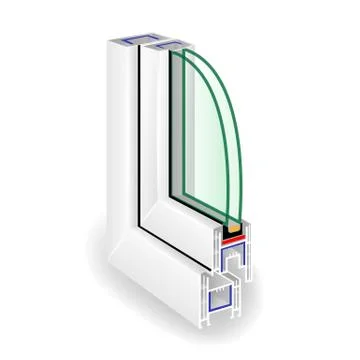 Window Frame Structure. Two Glass. Ilustración de archivo