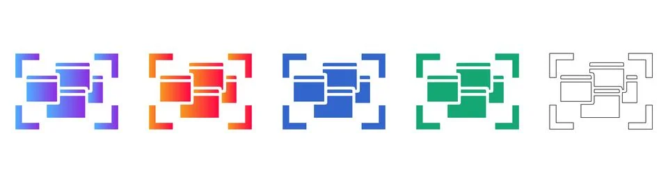 Window Frame UI Icons with Gradient and Line Art Illustrazione stock