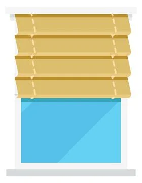 Window frame with venetian blinds. Apartment interior element Stock Illustration