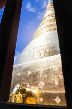 Window Frame of Wat Phra Singh Temple Chiang Mai Thailand Stock-Fotos